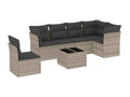 7-piece garden furniture set with cushions, light grey woven resin VAFB78880