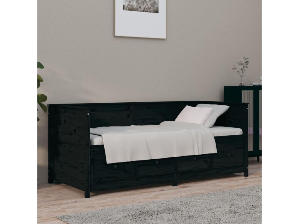 Daybed without mattress, black, 100x200 cm, solid pine wood, ZIMJ56083