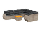 Garden furniture set with cushions, 10 pieces, grey woven resin WVPA48264