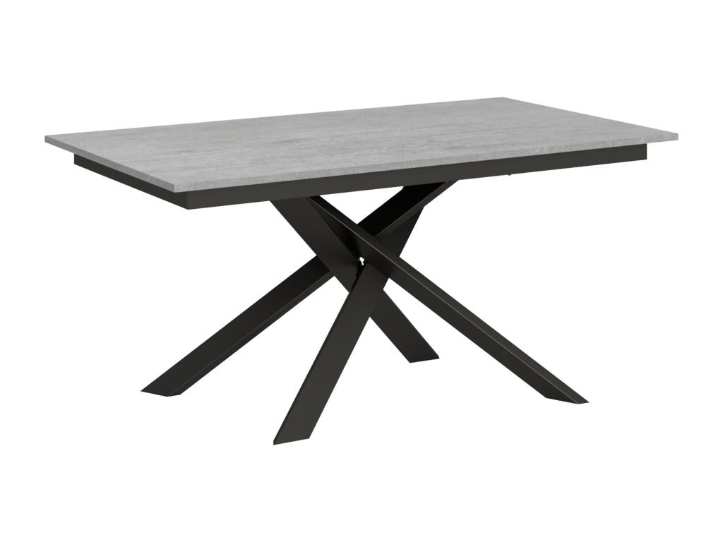 Extendable table 90x160/220 cm Concrete Grey with matching edge band and Anthracite frame DLBL12366