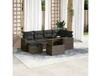 7-piece garden furniture set with cushions, grey woven resin UVWR00030