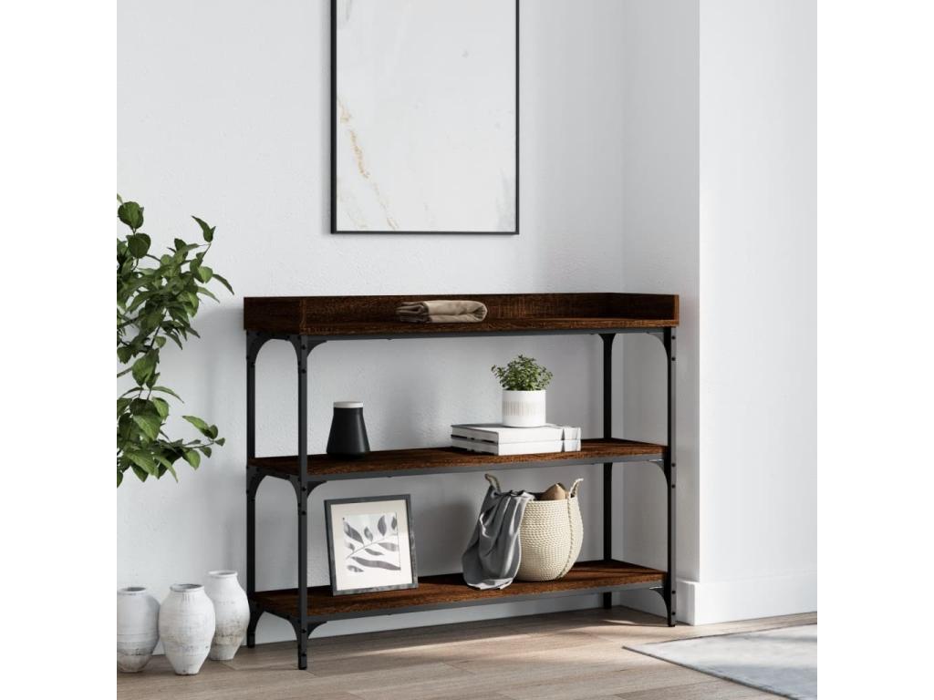 Console table with shelves, brown oak, 100x30x80 cm, KGPR21225
