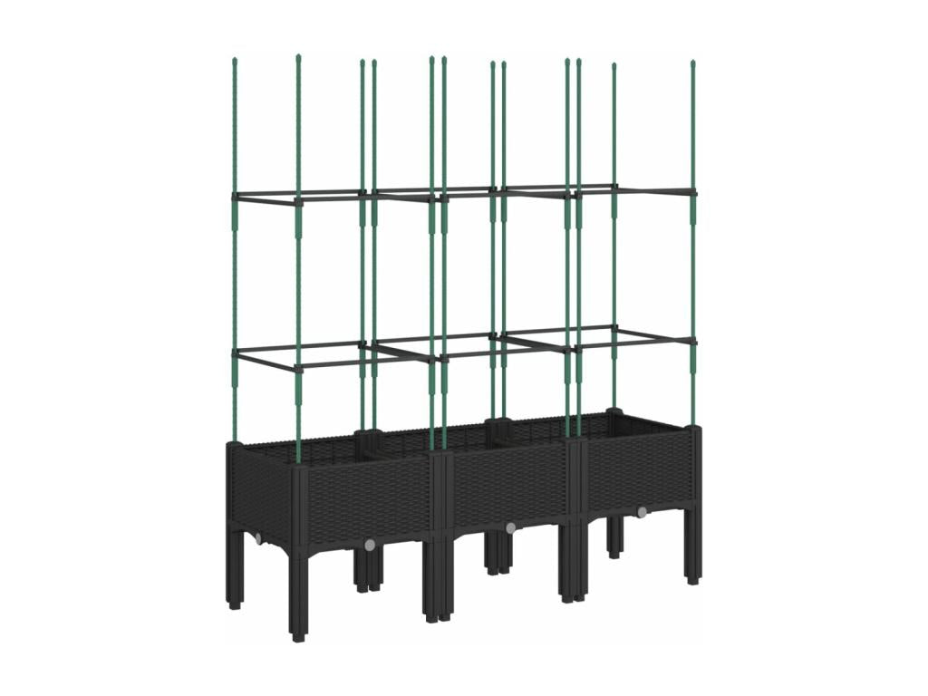 Planter with black trellis 120x40x142.5 cm PP SUEN98127