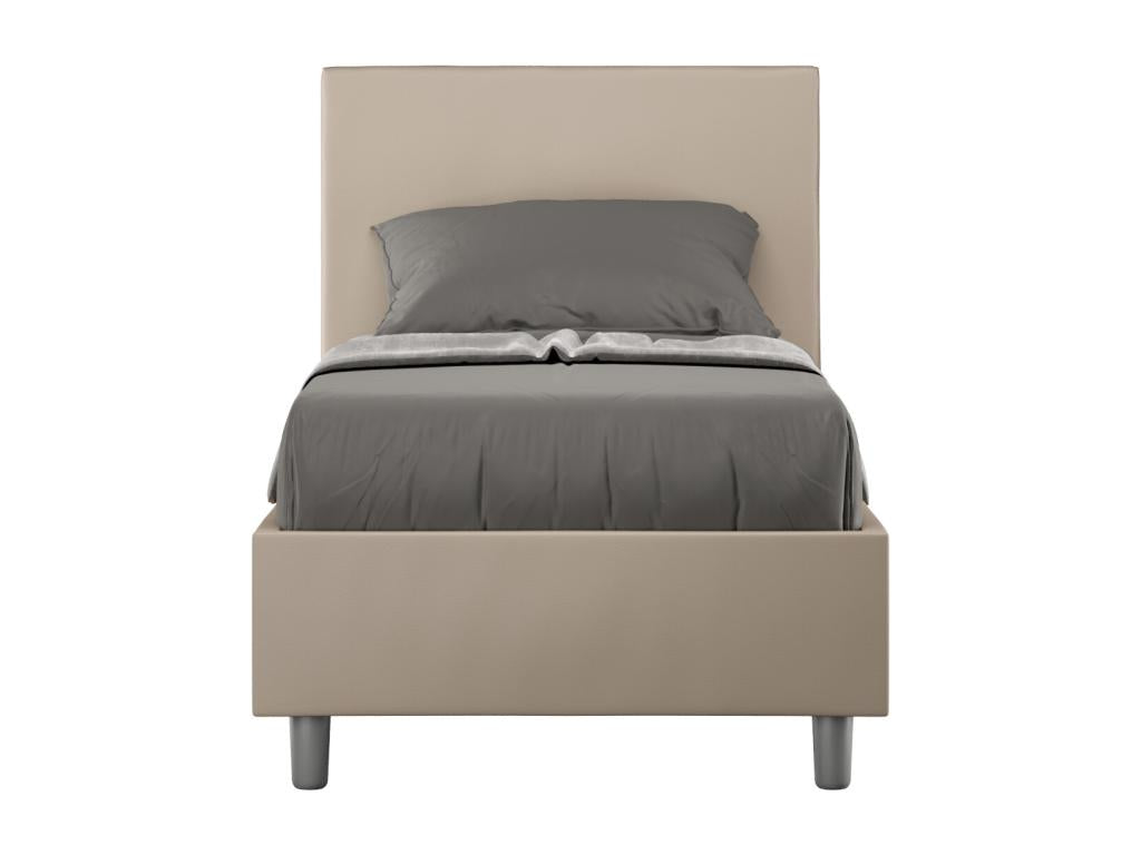 Boisona dove grey faux leather upholstered bed without slatted base 80x210 EEGL94423
