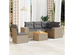 6-piece beige resin wicker garden furniture set with cushions SLAB20804
