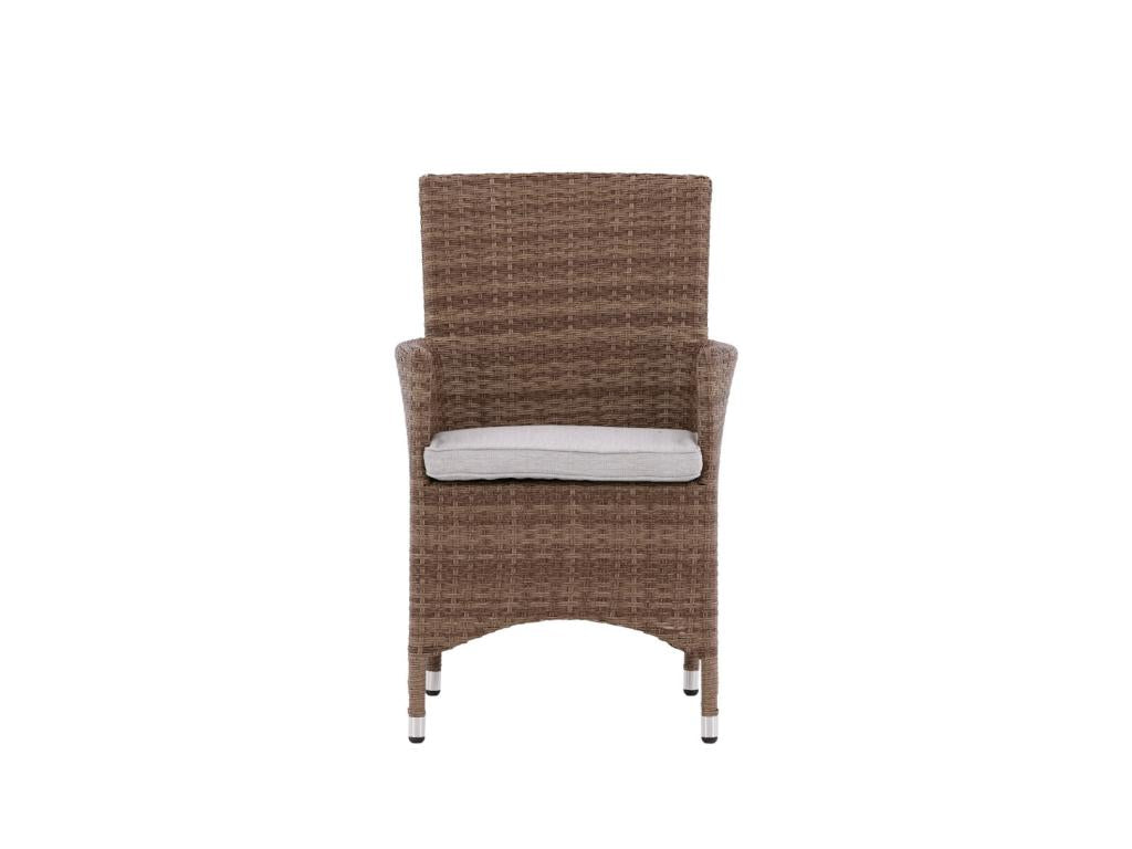 Boisona garden chair with armrests and seat support included, stackable, natural finish. BPHE18534