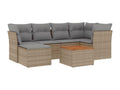 7-piece garden furniture set with cushions, beige woven resin WJAU83950