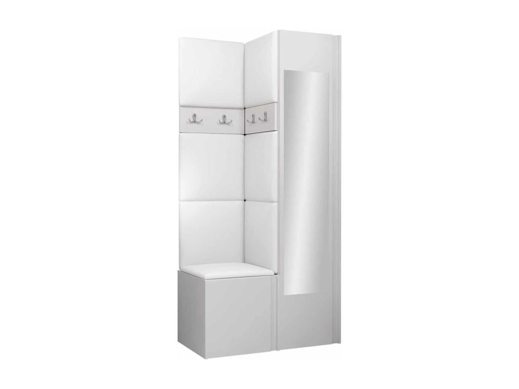 Boisona 354 Hallway Unit 186x82x44cm White Mirror Faux Leather - Laminate PGXD58700