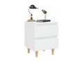 Bedside table with pine legs, glossy white, 40x35x50 cm, ZLLS81265