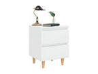 Bedside table with pine legs, glossy white, 40x35x50 cm, ZLLS81265