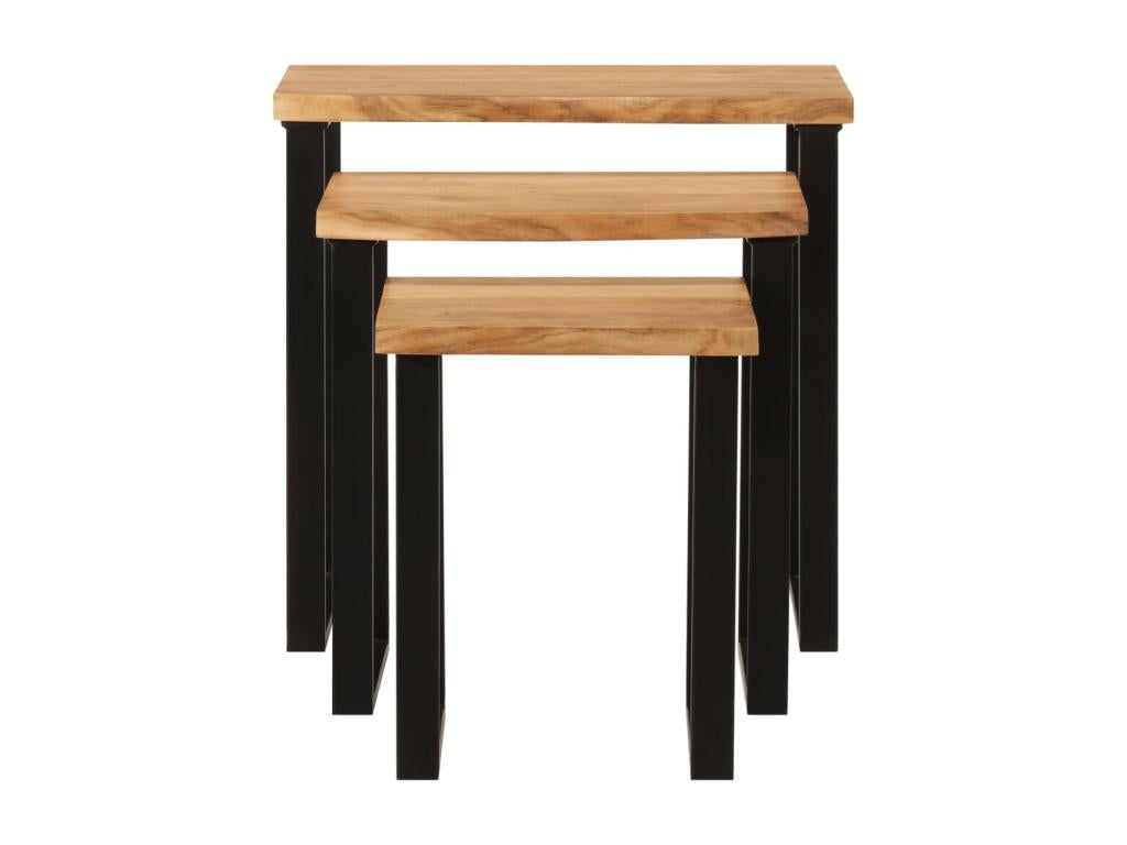 Nesting tables, 3 pieces, with live edge, solid wood by Elariva RFRM43116