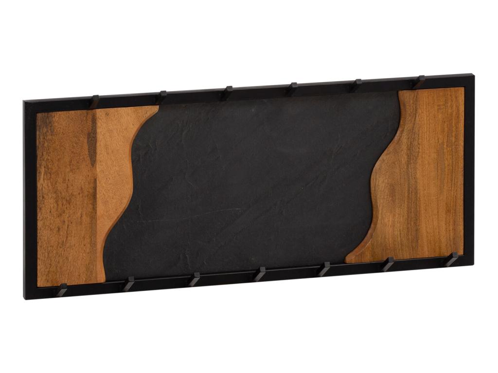 Wall-Mounted Coat Rack with 13 Hooks, Solid Wood and Metal, 80 cm, for Hallway, KWRO43708