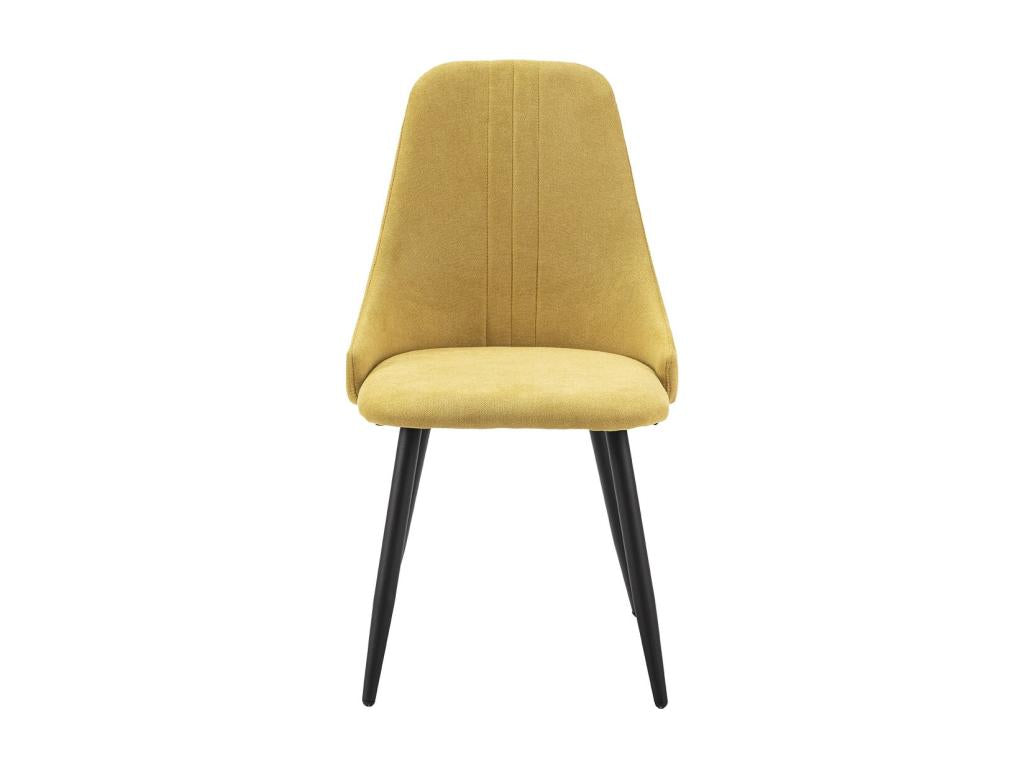 Nobellea - Set of 4 Yellow Fabric Chairs with 3 Stitched Lines and Black Metal Legs CDHJ12700