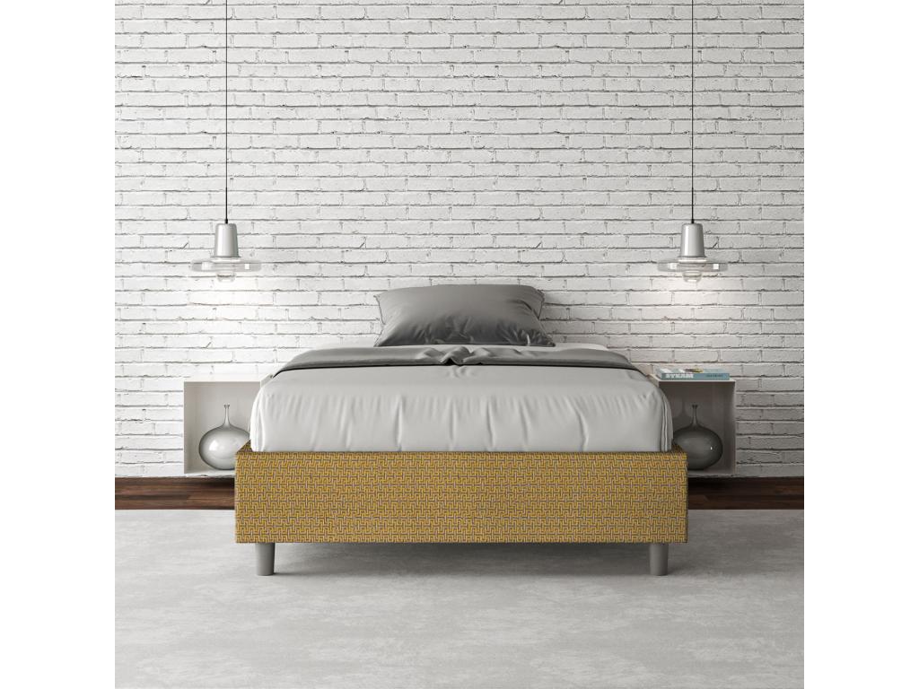 Single bed frame with storage, upholstered, 120x200 cm, Boisona 6 yellow fabric, Boisona GXBX35551