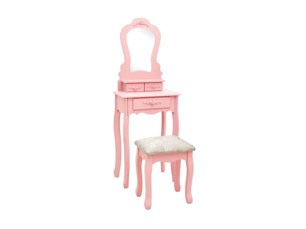 Dressing table set with stool, Rose 50x59x136 Paulownia TNOI59929