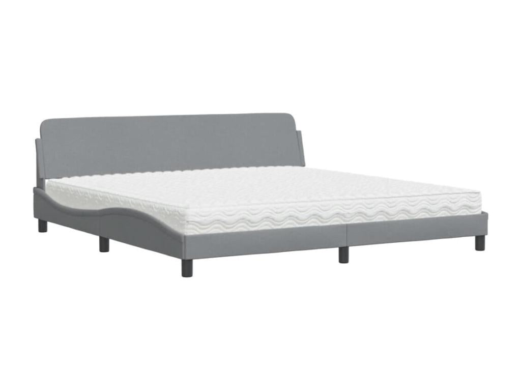 Bed with light grey mattress 200x200 cm fabric IVJQ11041