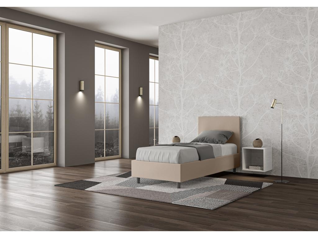 Boisona dove grey faux leather upholstered bed without slatted base 80x210 EEGL94423