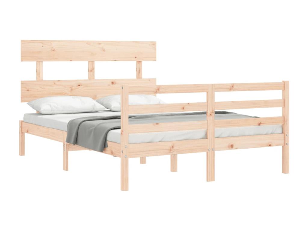 Bed frame with headboard, small double bed, solid wood YZZZ48150