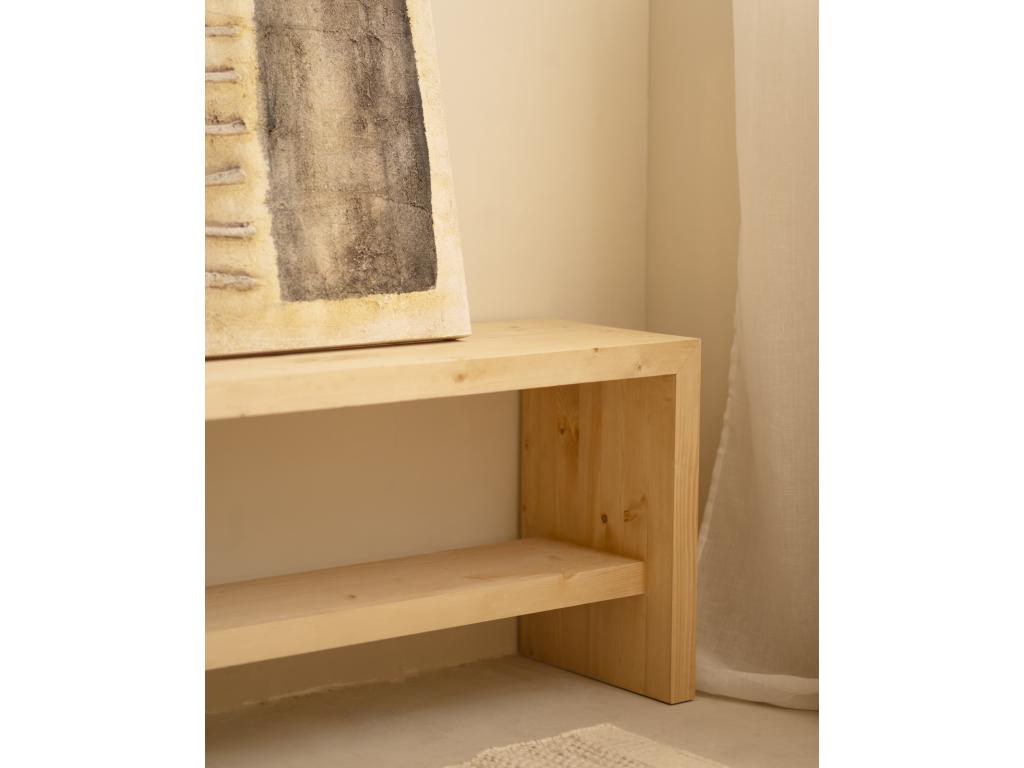 Brown fir wood shoe bench 145x45cm - Boisona SLNC07190