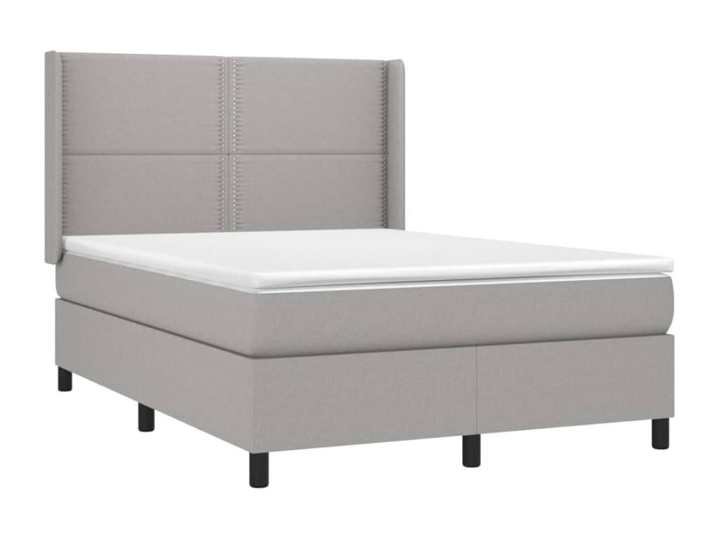 Upholstered bed base with mattress, light grey, 140x190cm, fabric HLLF27751
