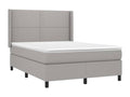 Upholstered bed base with mattress, light grey, 140x190cm, fabric HLLF27751