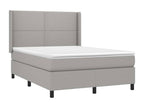 Upholstered bed base with mattress, light grey, 140x190cm, fabric HLLF27751