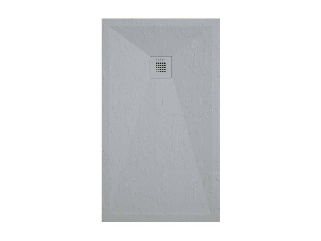Light grey shower tray with slate finish, Nobellea coloured grate - 150x90 cm FLOA07079