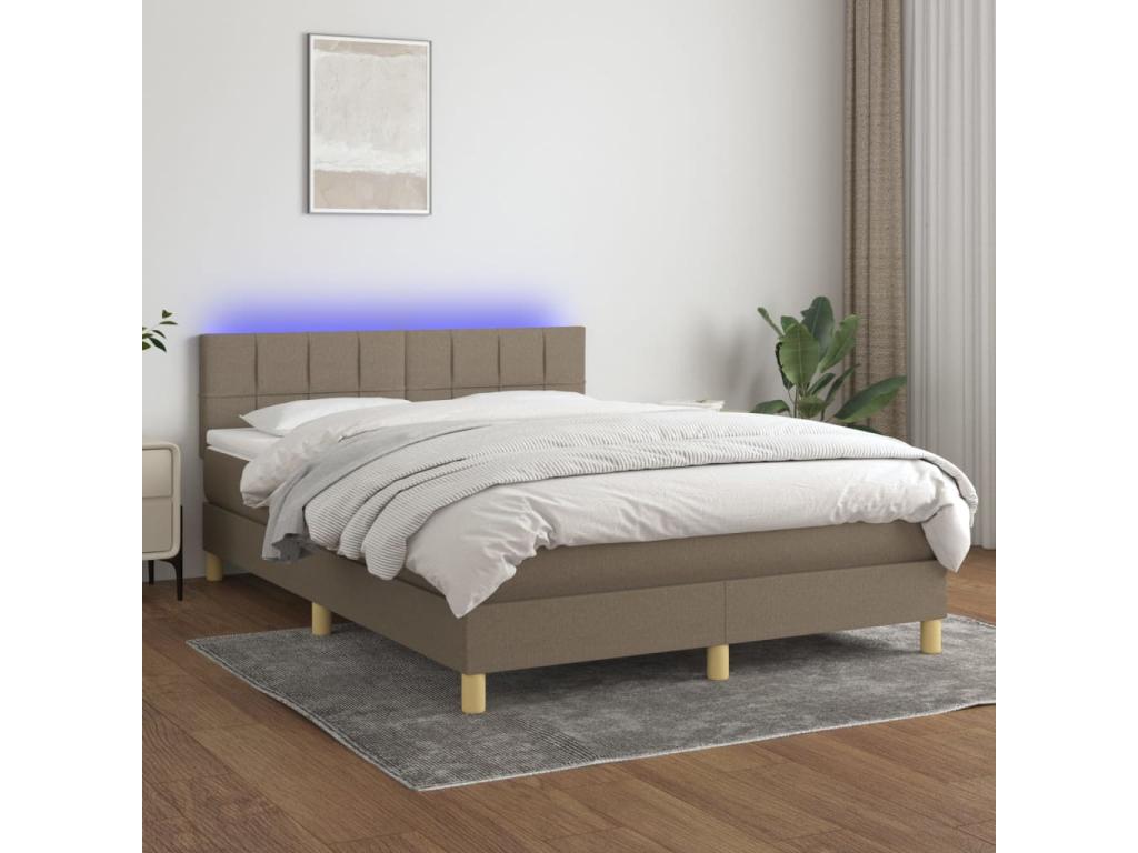Upholstered bed base with mattress and LED lighting Boisona 140x190 cm Fabric KWKW81319