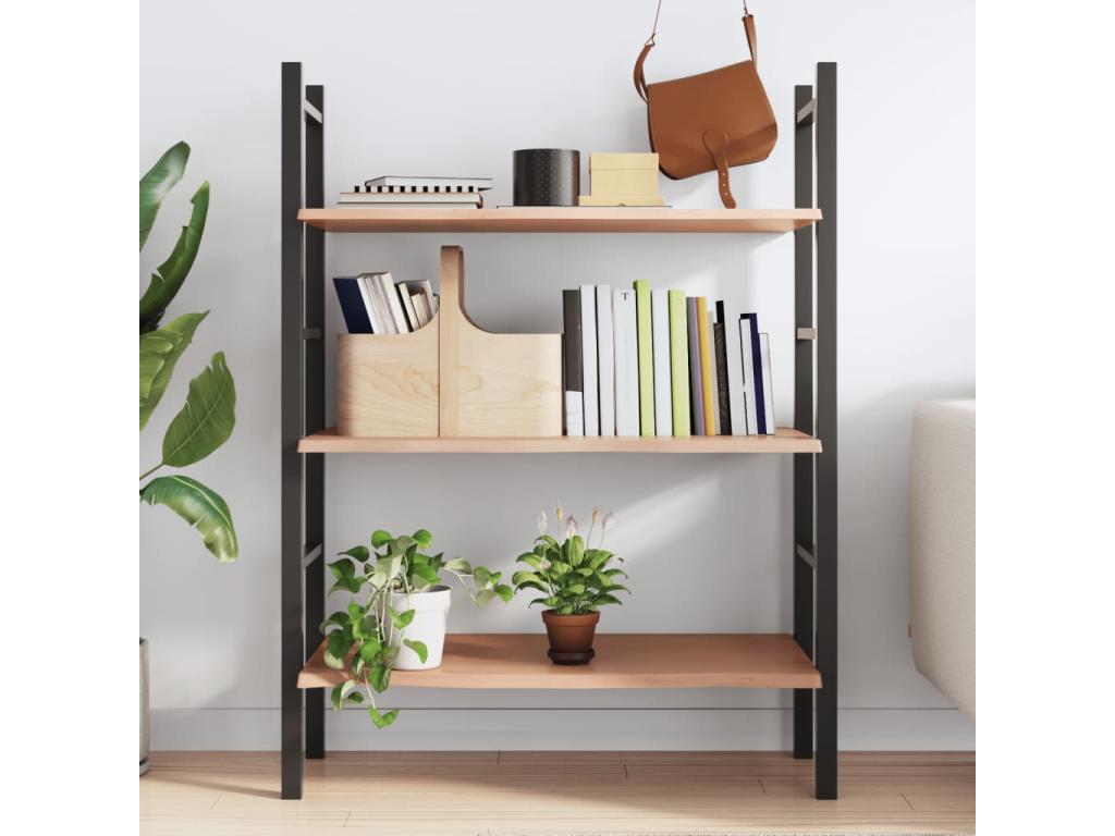 Light brown wall shelf 80x60x2 cm solid treated oak wood EAXD09066