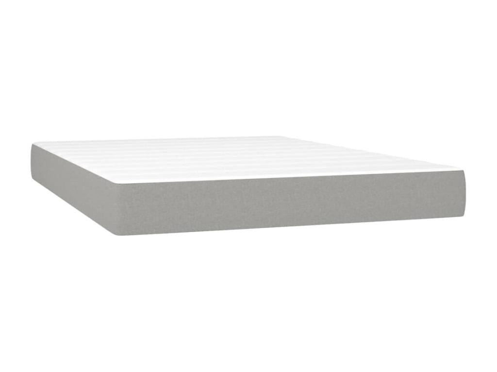 Upholstered bed base with mattress, light grey, 140x190cm, fabric HLLF27751