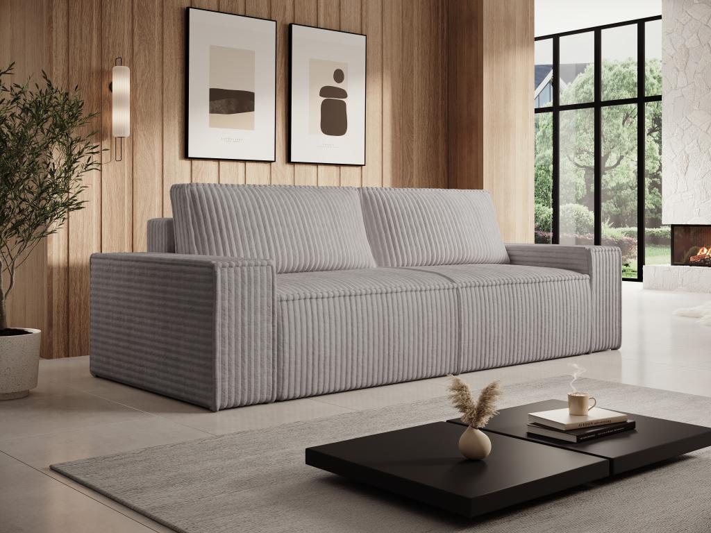 Boisona EYIW45579 3-seater sofa in wide-wale light grey velvet