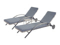 2x Nobellea-E27 polyrattan sun loungers - grey with dark grey cushions PYNT74694