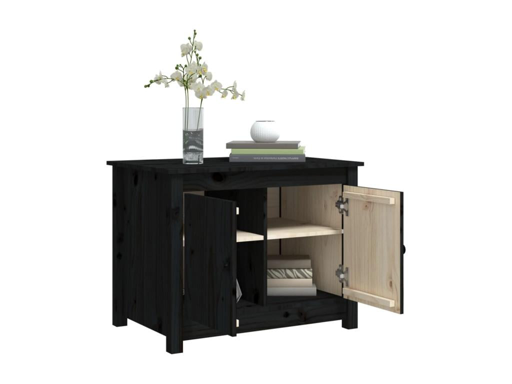 Black coffee table 71x49x55 cm Solid pine wood MRMS69932