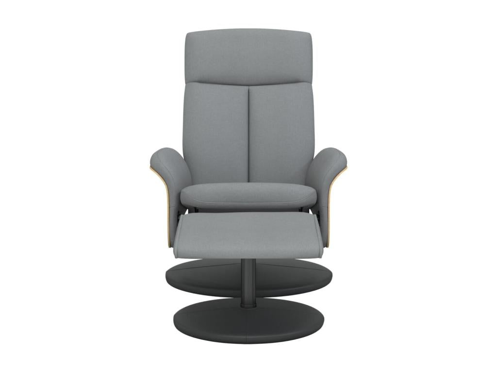 Reclining armchair with footrest, light grey fabric JVAJ05852