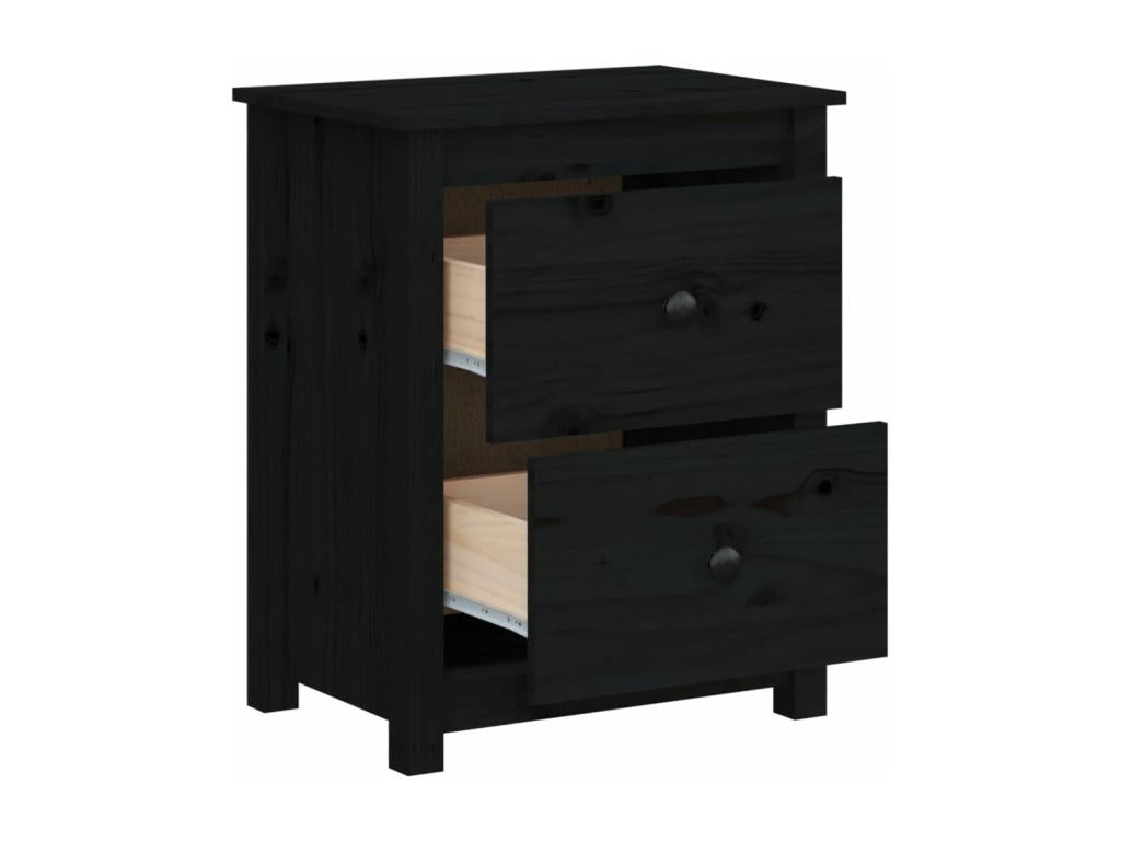 2-Piece Bedside Tables, Black, 50x35x61.5 cm, Solid Pine Wood, ZHTZ45784