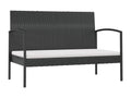 8-piece garden furniture set with cushions, black wicker resin, YOLN66199