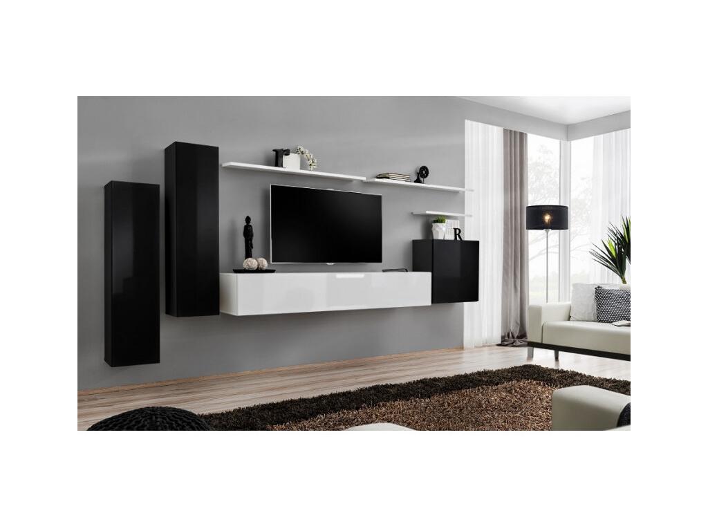 Nobellea I 330cm Black/White Wall-Mounted TV Unit PDLO57898