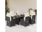 7-Piece Garden Dining Set with Cushions, Black Wicker Resin MRPY77743