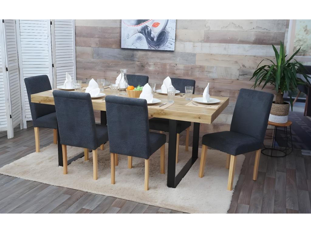 2x Boisona dining chair/kitchen chair - anthracite grey fabric, light legs XIZM97124