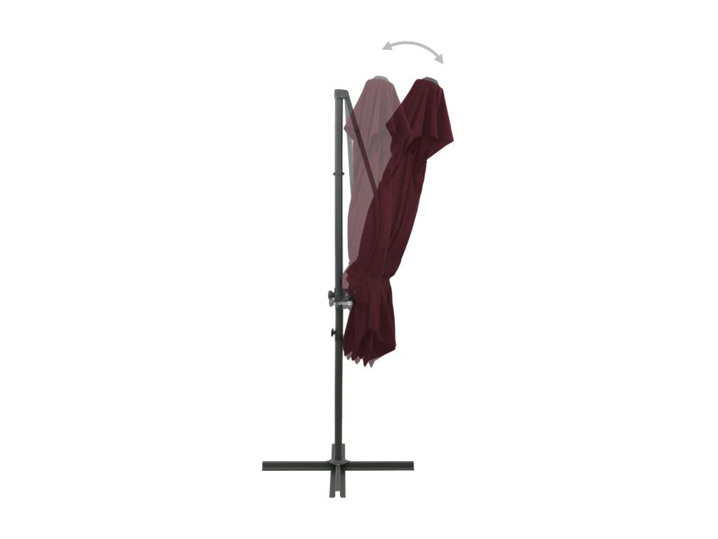 Cantilever parasol with double roof, burgundy red, 250x250 cm, JZUJ79619