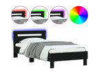 Bed frame with headboard and LED lights, black, 100x200 cm, WMBO85367