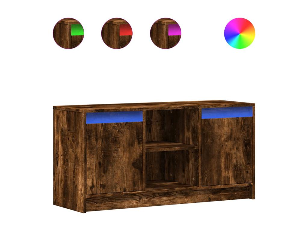 TV stand with LED lighting, smoked oak, 100x34x50 cm, engineered wood, PWHB22971