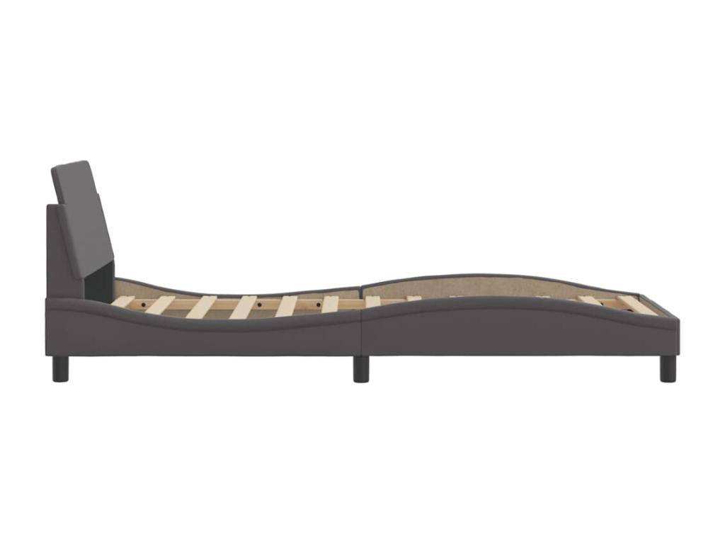 Bed frame with headboard, grey, 90x190 cm, faux leather, NDUB44586