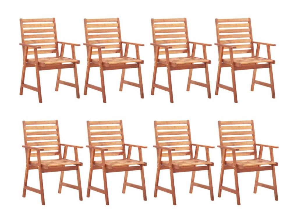 8-piece outdoor dining chair set with cushions, Boisona solid wood HPGB02771