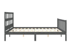 Grey bed frame without mattress, 200x200 cm, solid pine wood, WCUZ40854