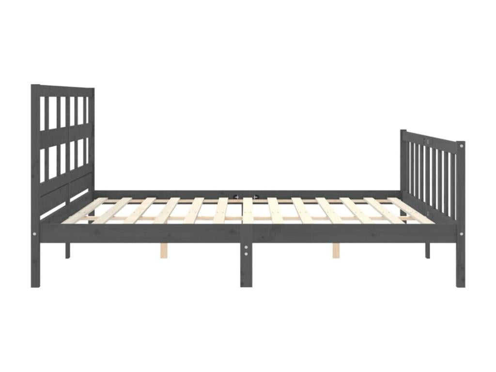 Grey bed frame without mattress, 200x200 cm, solid pine wood, WCUZ40854