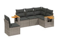 5-piece garden furniture set with grey resin wicker cushions ETIU04335