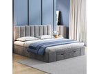 Upholstered velvet adult bed 160x200cm with 4 drawers, adjustable headboard, and slatted base by Boisona - Grey ZBOS40011