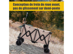 Folding Transport Cart with Brakes, 150KG Garden Cart, Removable All-Terrain Tires, Camping Cart, Light Brown SOEN33795