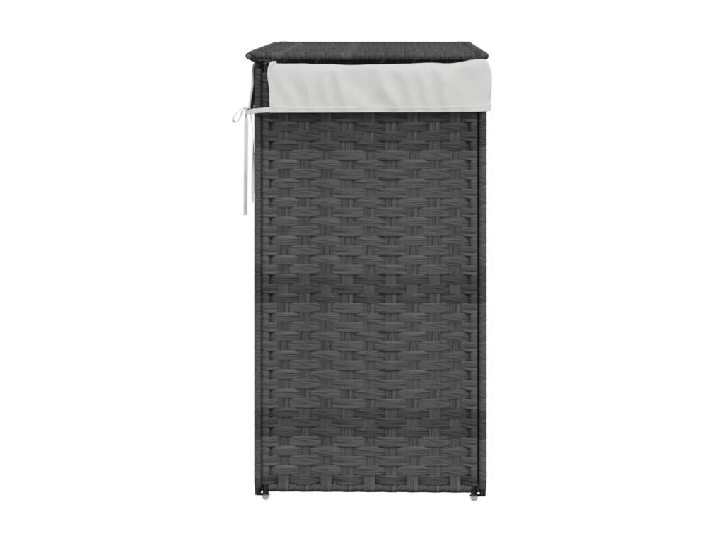 Laundry basket with lid, grey, 46x33x60 cm, woven resin, AYMK65711